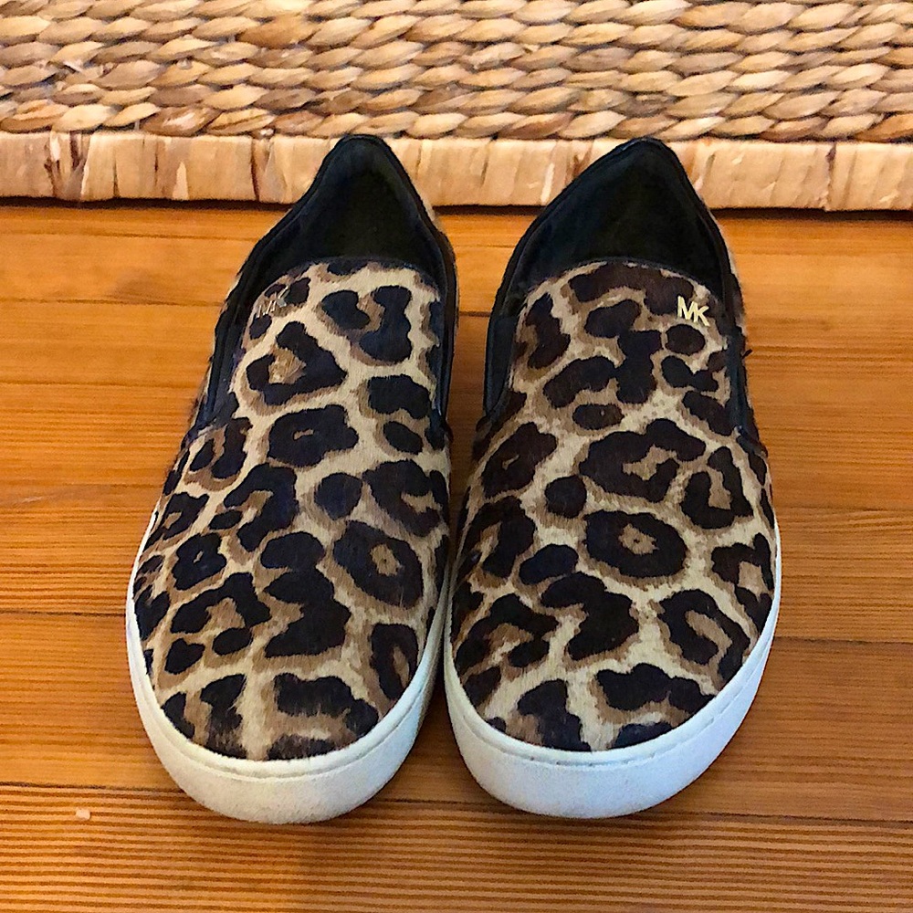 Michael kors suede cheetah print sneakers (slip on). Size 7.5 M. Lightly used!